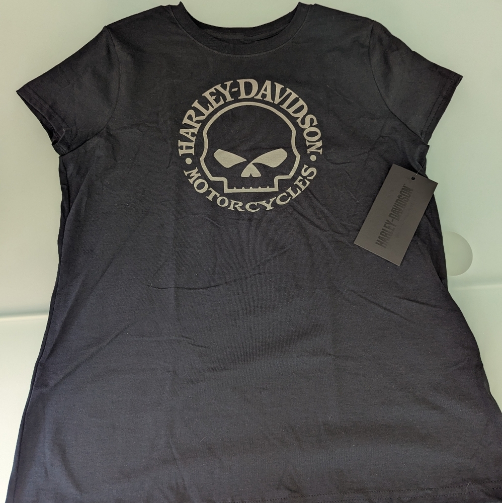 Harley-Davidson Women’s Willie G Skull Graphic Top Tee - Black, Size Large